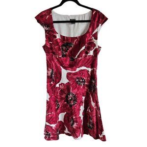 Ann Taylor Woman SZ 12 100% Silk Dress Cap Sleeve Empire Waist Romantic Floral